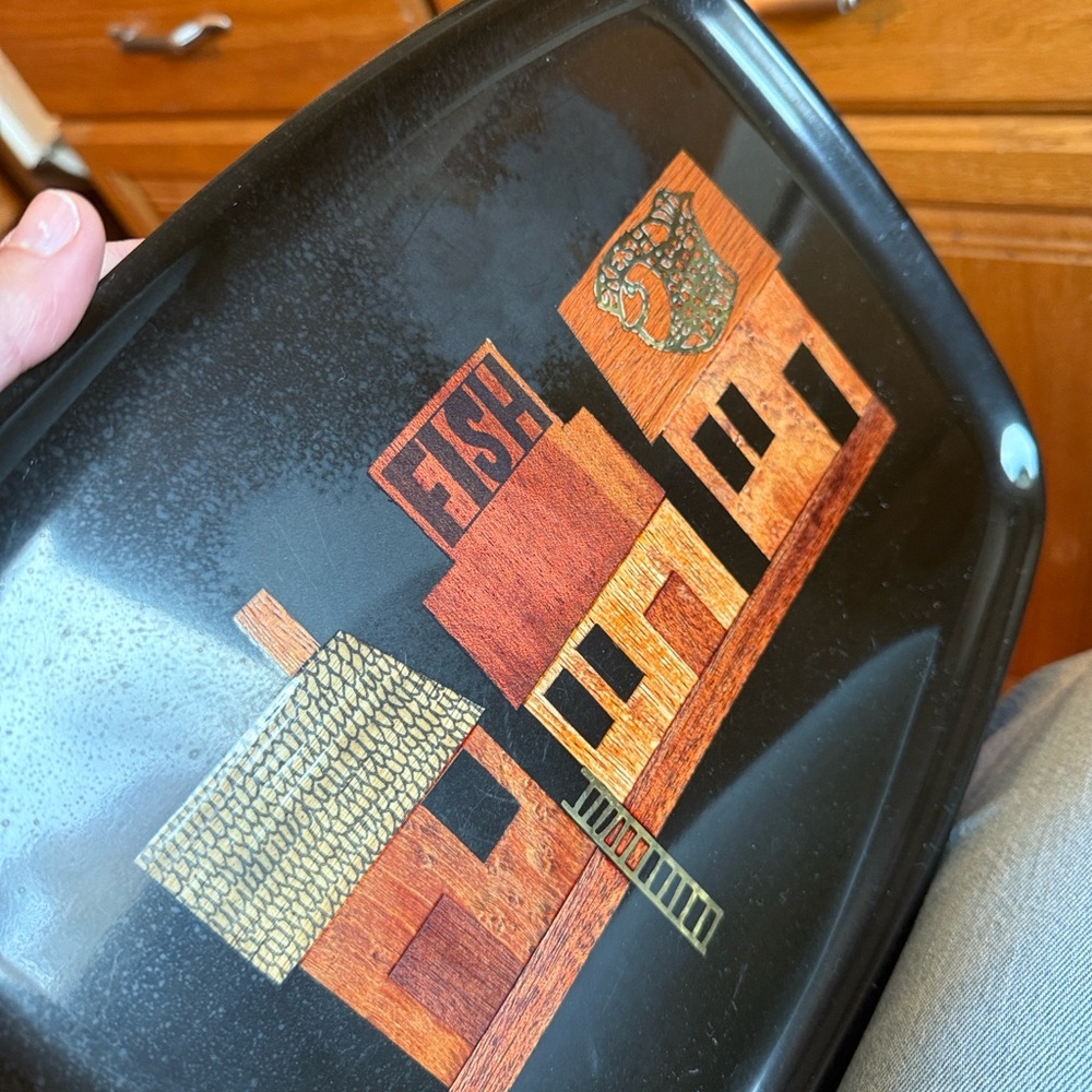 Vintage Couroc Monterey California vintage fish market brass inlay serving tray - Picture 4 of 4